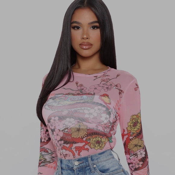 Fashion Nova Tops - Fashion Nova Garden of Secrets long sleeve mesh🌸🌸🌸Today’s Hot Deal🌸🌸🌸